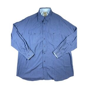 TravelSmith Men's XL Blue Windowpane Button Down Travel Shirt Wrinkle Resistant